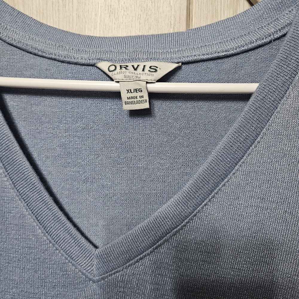 Orvis Light Blue V-Neck Sweater - Picture 2 of 4